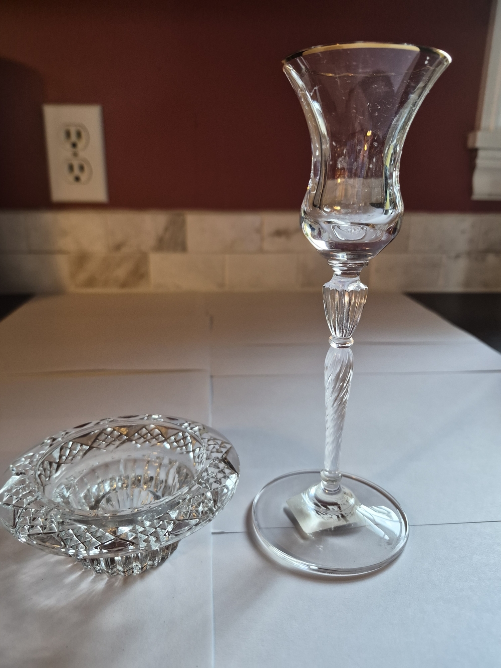 Vintage Crystal And Fine Glass Taper Candle Holders Bundle Of 2